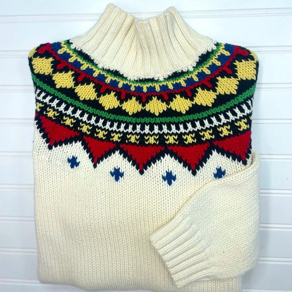 Vintage Sweater w/ mock turtleneck & aztec design - Picture 1 of 5